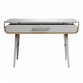 Modern writing desk with drawer in white and wood design 120 x 60 x 75cm