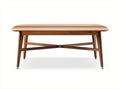 Wooden coffee table with a rectangular top and cross base design 120 x 60 x 45cm