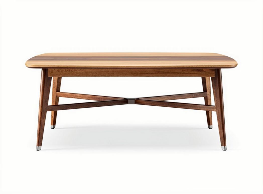 Wooden coffee table with a rectangular top and cross base design 120 x 60 x 45cm