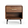 Walnut nightstand with one drawer and open shelf 50 x 40 x 45cm