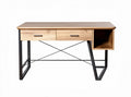 Wooden desk with metal legs and two drawers 120 x 60 x 75cm