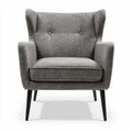 Grey upholstered accent chair with button tufting and wooden legs 80 x 70 x 85cm