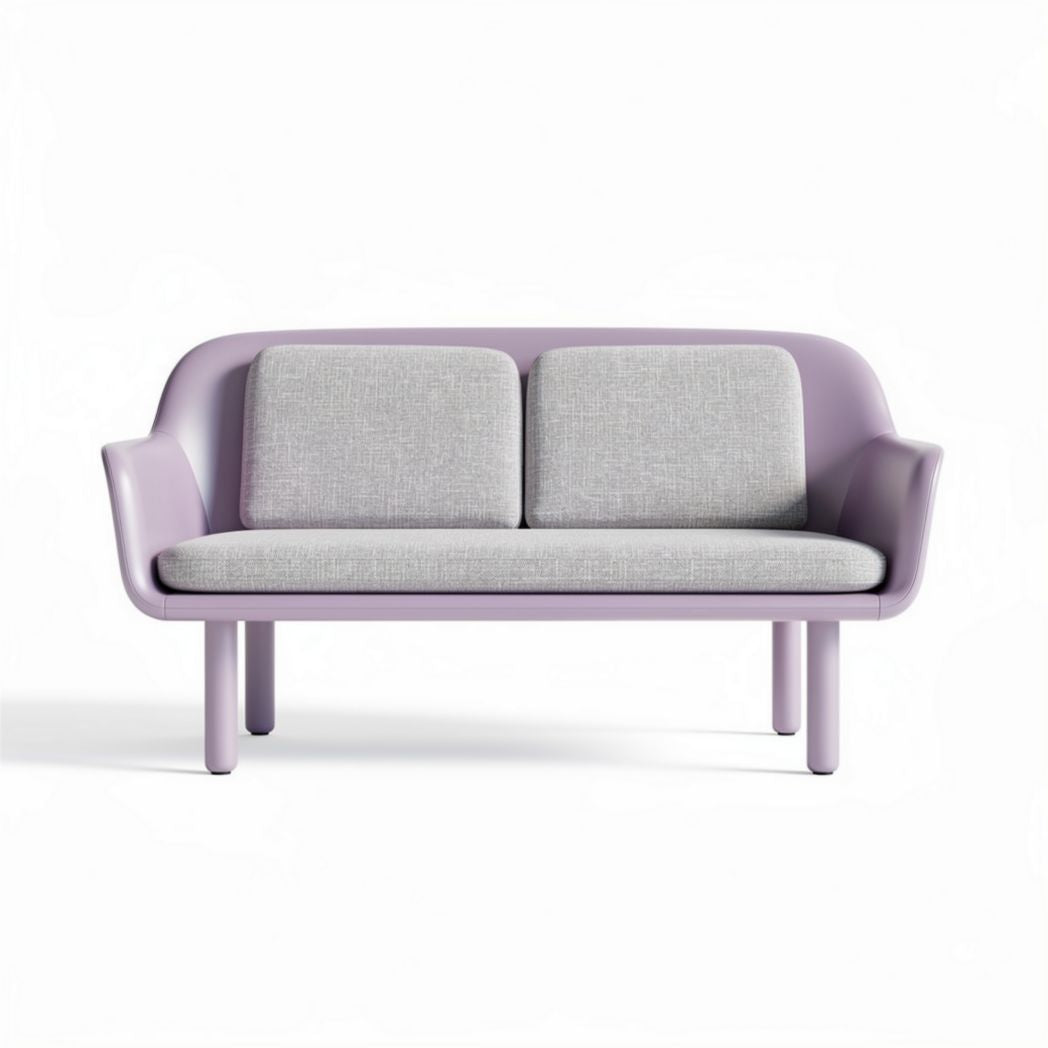 Purple plastic sofa with gray upholstery for living room seating 150 x 75 x 70cm