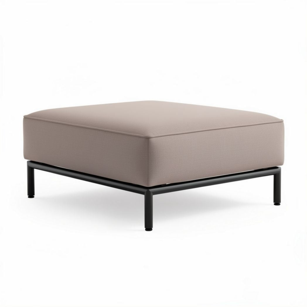 Square outdoor ottoman with metal frame and fabric cushion 60 x 60 x 30cm