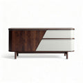 Wooden storage cabinet with two drawers and sliding doors 120 x 40 x 60cm